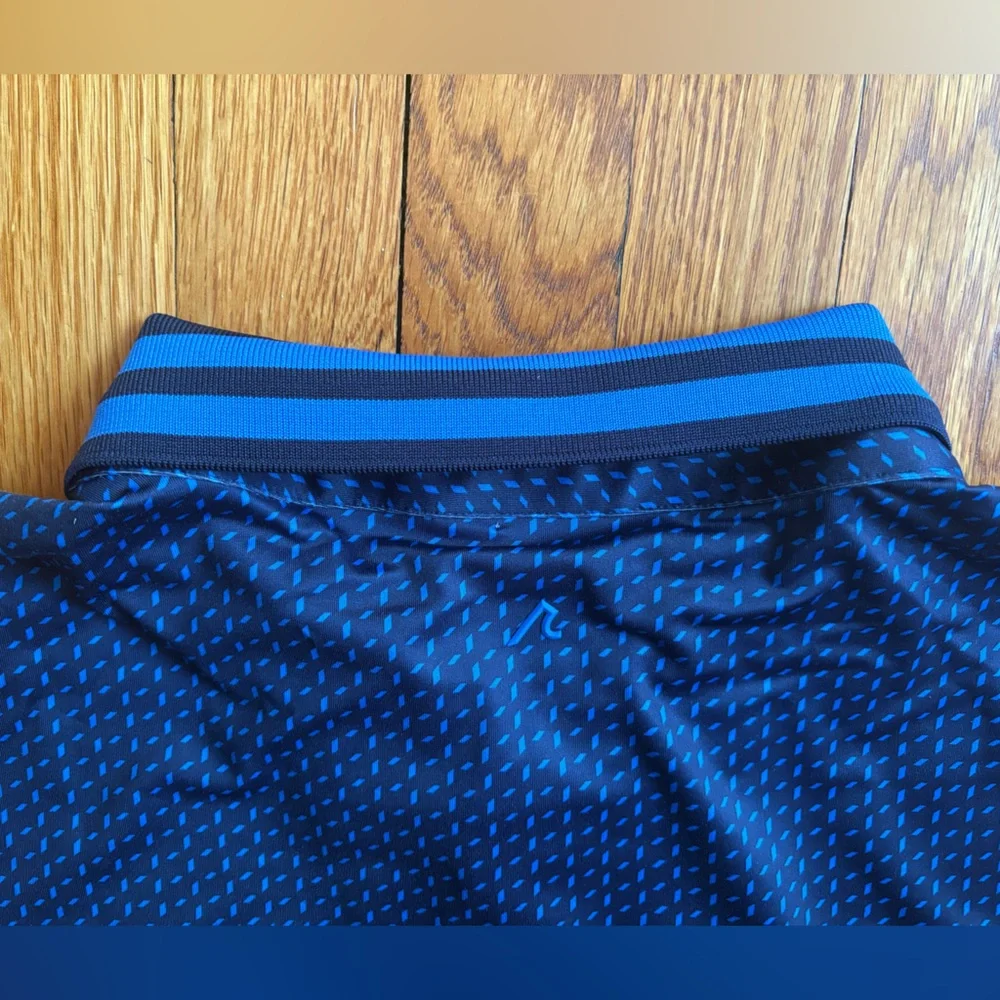 Redvanly Pascal Polo Midnight Navy Geometric Print Golf Athletic Men's Large NWT - Picture 9 of 10